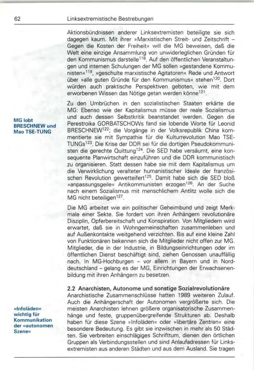 Seite 64 des Verfassungsschutzbericht 1989 Bund
