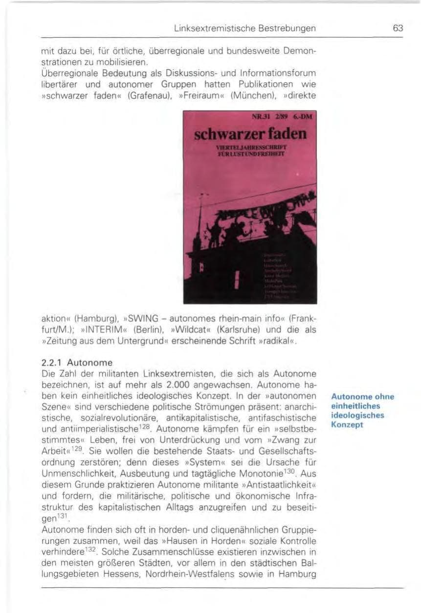 Seite 65 des Verfassungsschutzbericht 1989 Bund