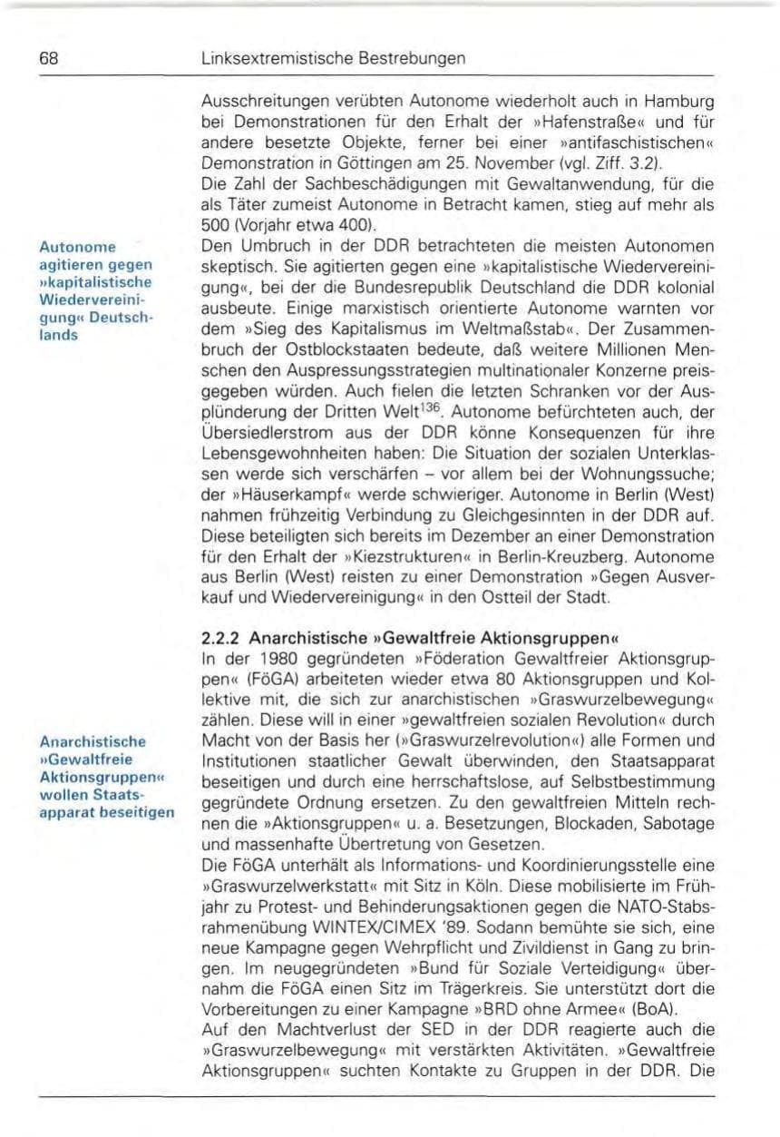 Seite 70 des Verfassungsschutzbericht 1989 Bund