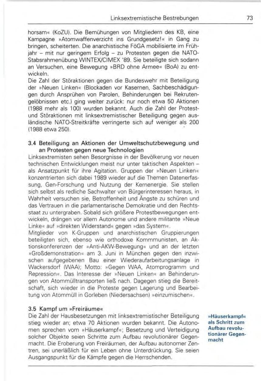 Seite 75 des Verfassungsschutzbericht 1989 Bund