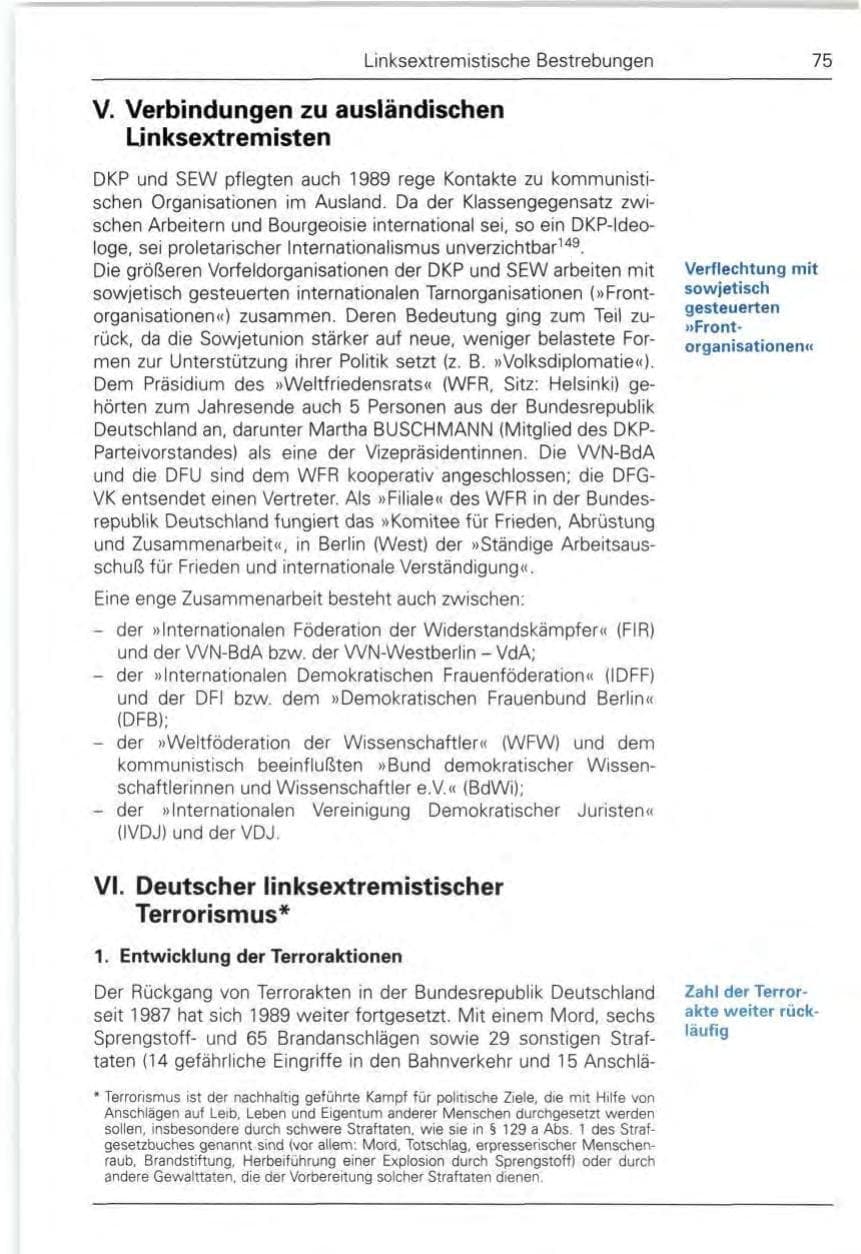 Seite 77 des Verfassungsschutzbericht 1989 Bund