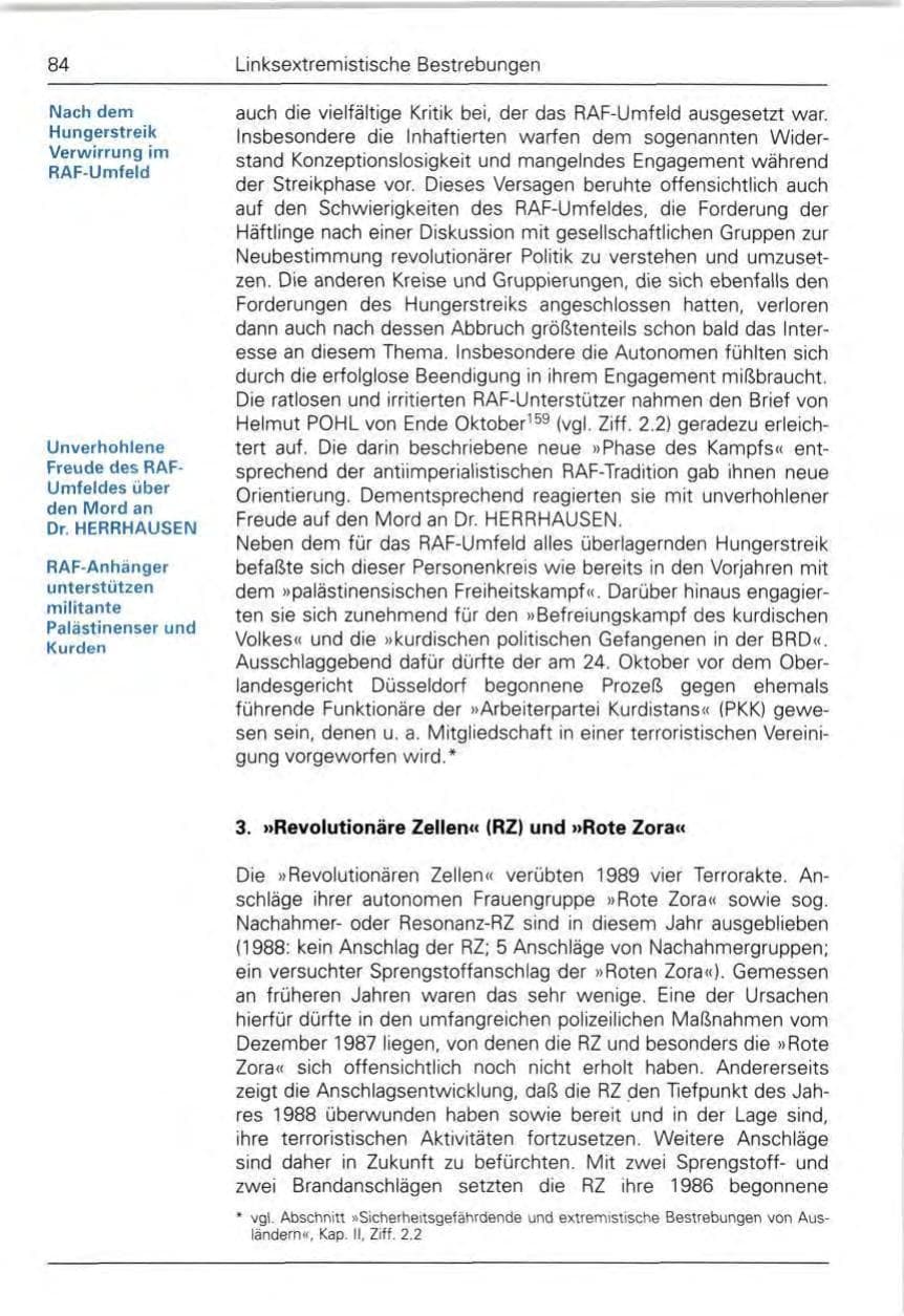 Seite 86 des Verfassungsschutzbericht 1989 Bund