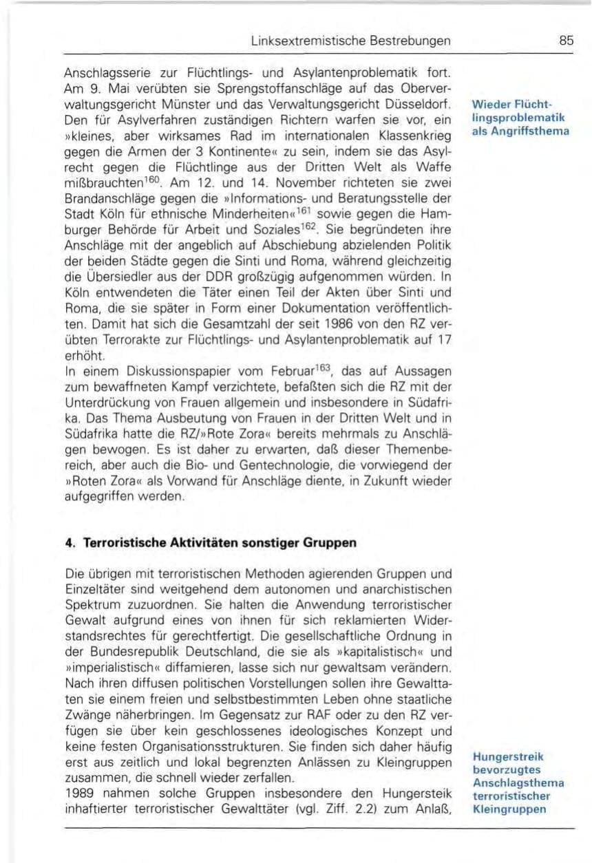 Seite 87 des Verfassungsschutzbericht 1989 Bund