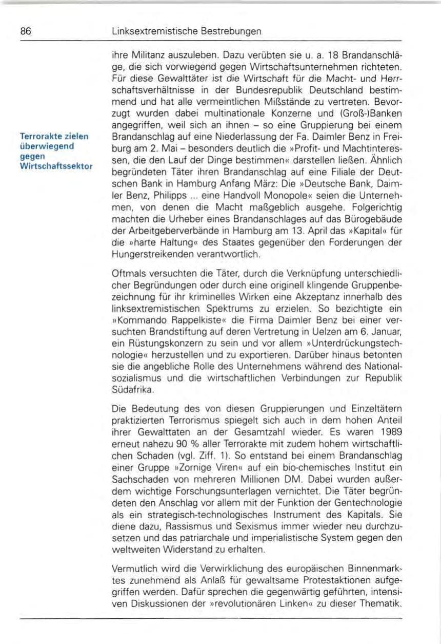 Seite 88 des Verfassungsschutzbericht 1989 Bund