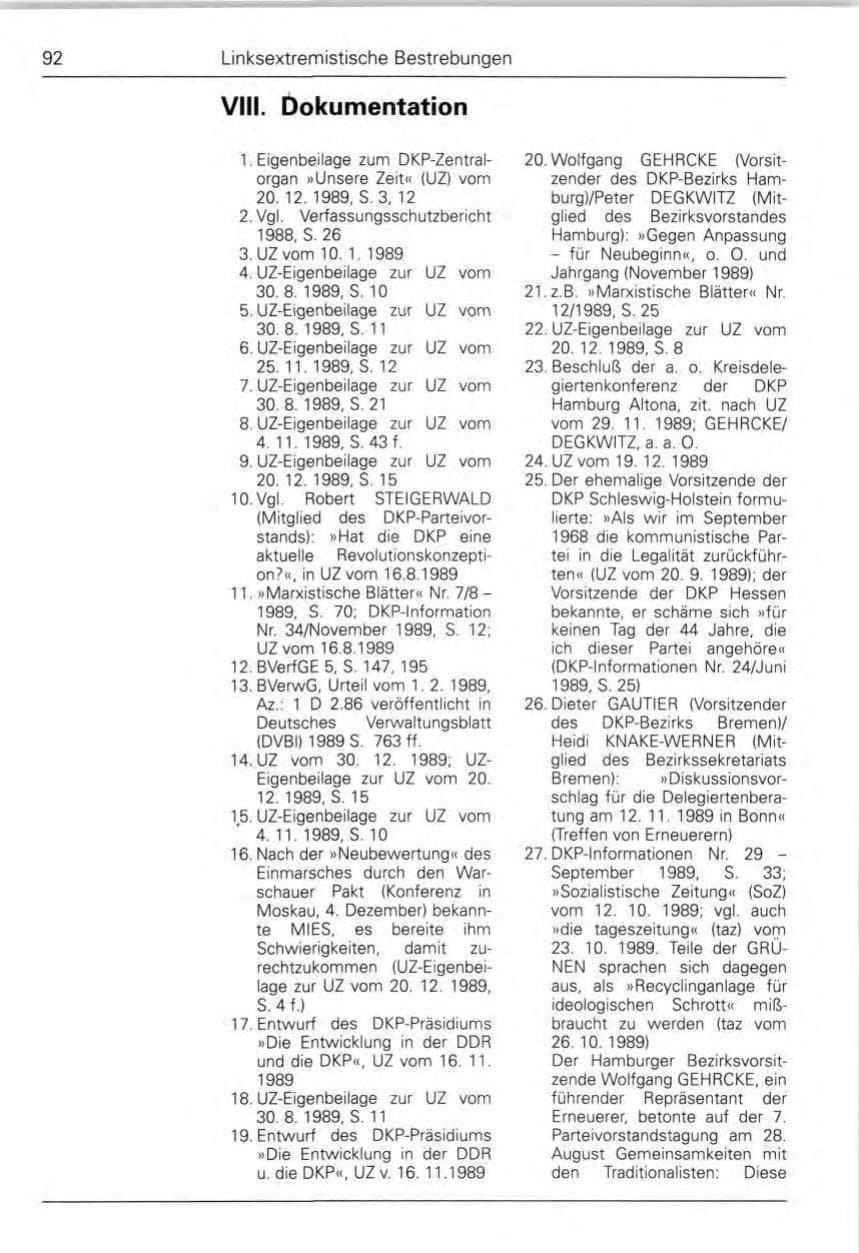 Seite 94 des Verfassungsschutzbericht 1989 Bund