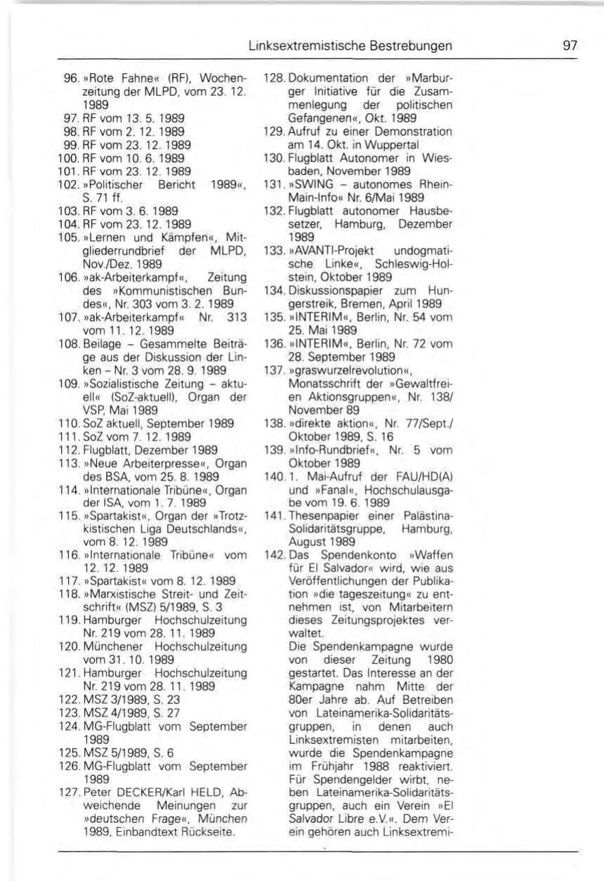 Seite 99 des Verfassungsschutzbericht 1989 Bund