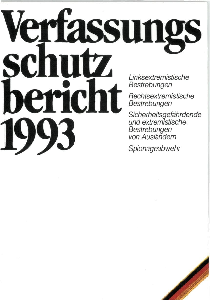 Seite 1 des Verfassungsschutzbericht 1993 Bund