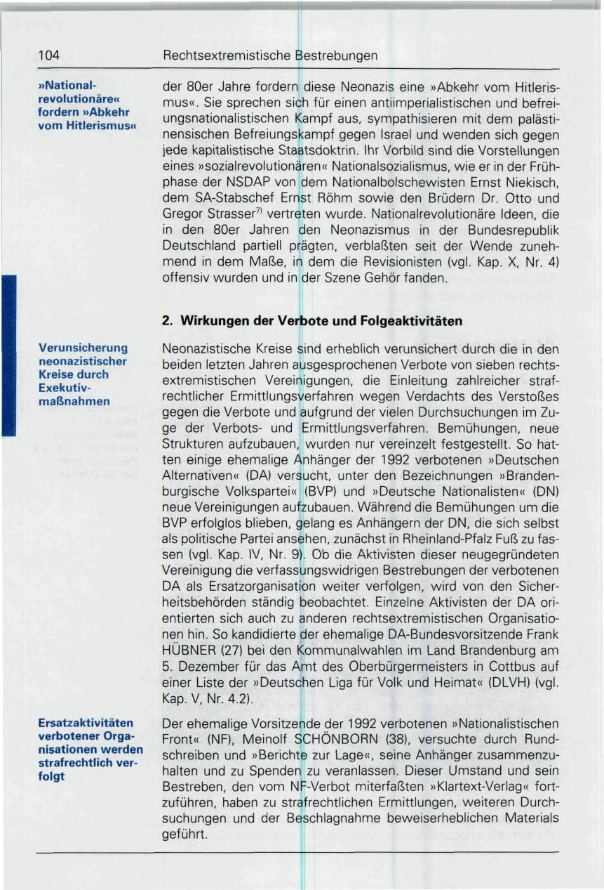 Seite 104 des Verfassungsschutzbericht 1993 Bund