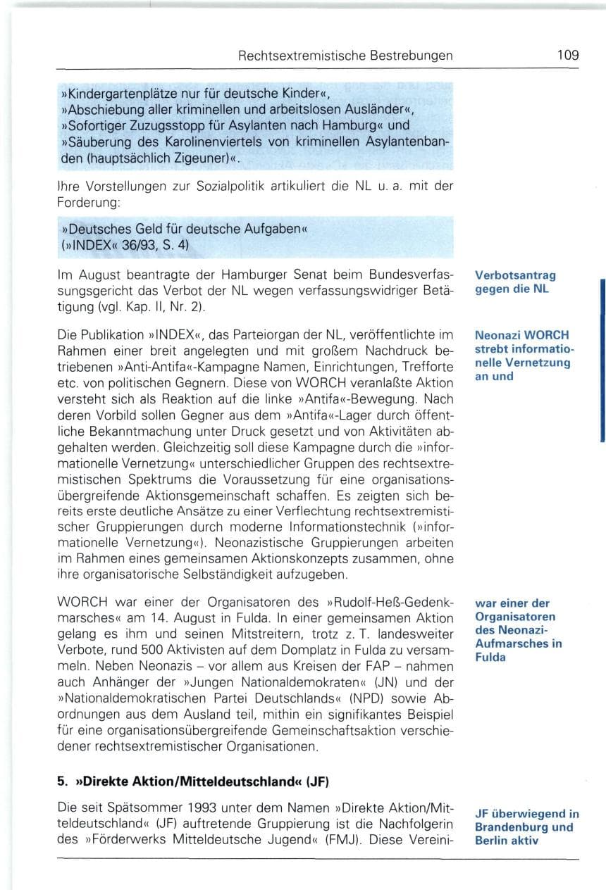 Seite 109 des Verfassungsschutzbericht 1993 Bund