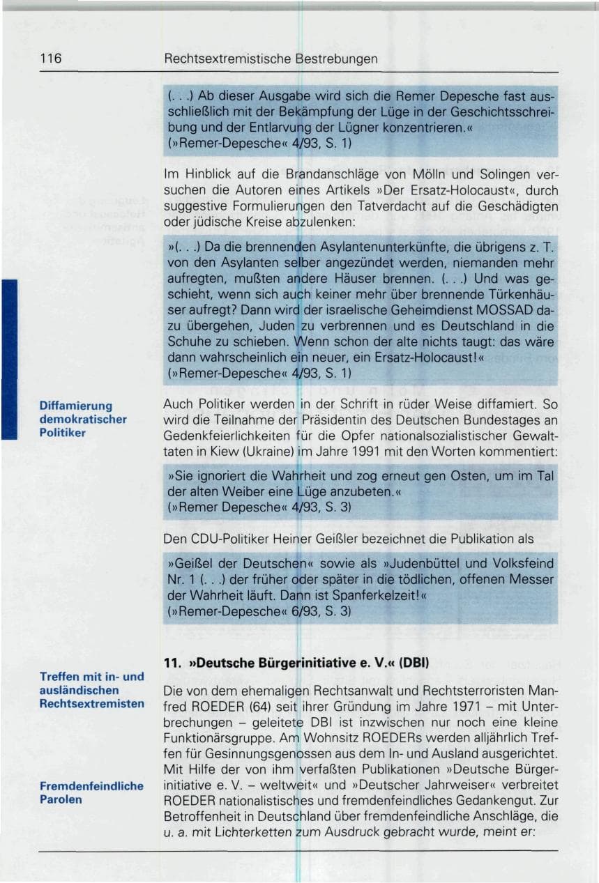 Seite 116 des Verfassungsschutzbericht 1993 Bund