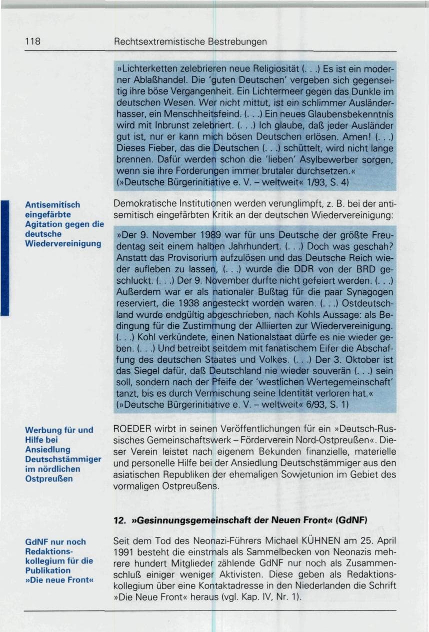 Seite 118 des Verfassungsschutzbericht 1993 Bund