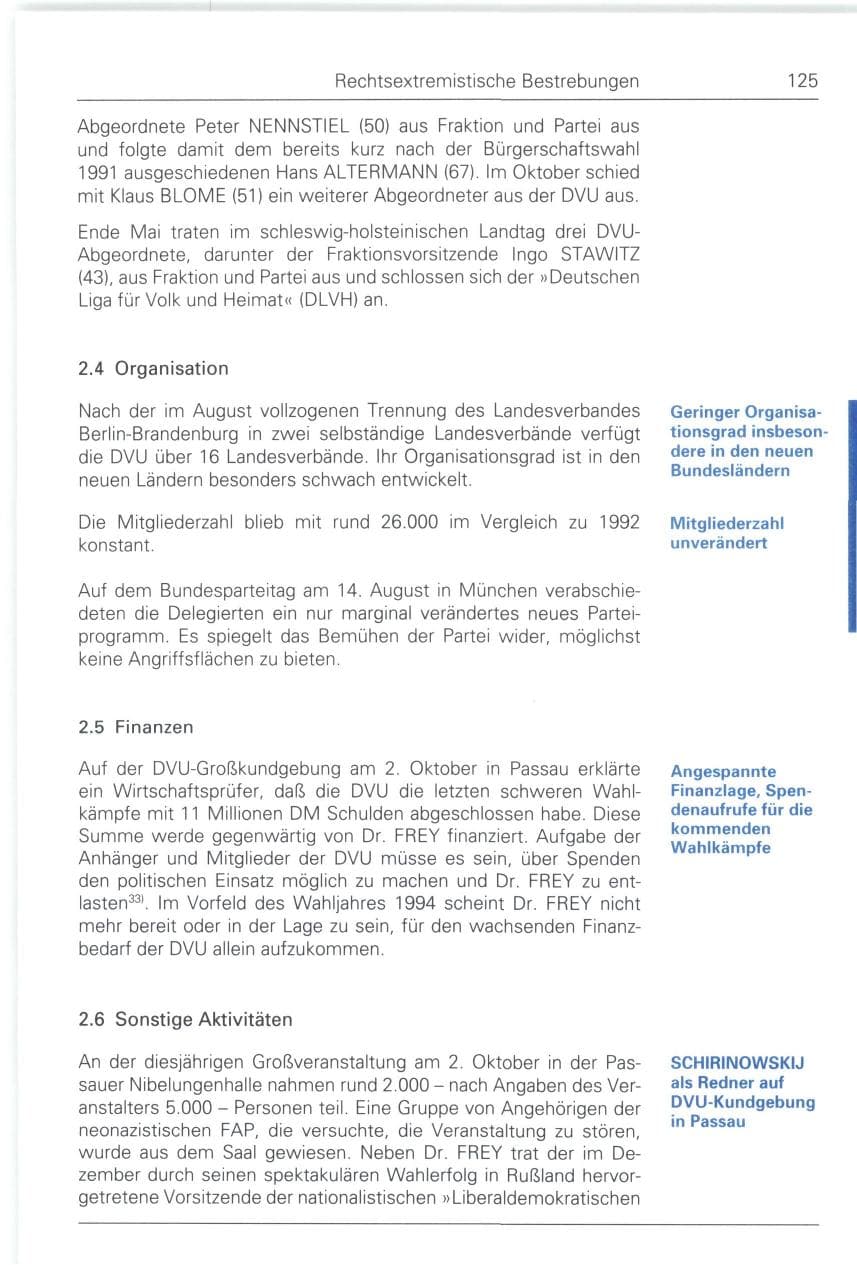 Seite 125 des Verfassungsschutzbericht 1993 Bund