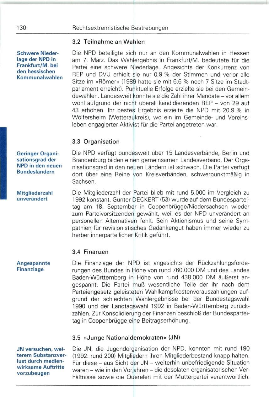 Seite 130 des Verfassungsschutzbericht 1993 Bund
