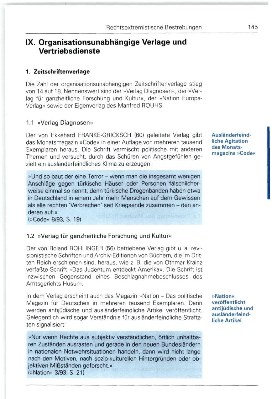 Seite 145 des Verfassungsschutzbericht 1993 Bund