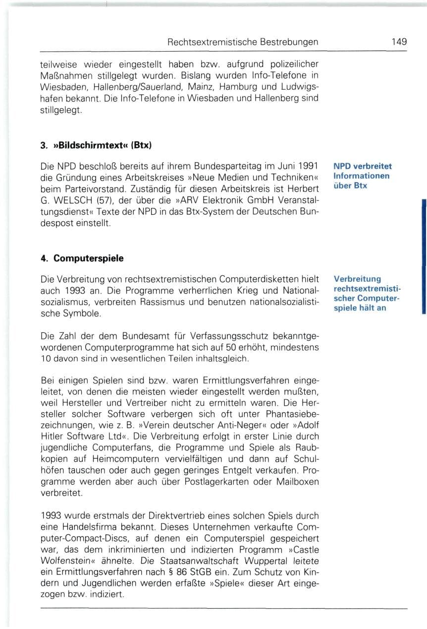 Seite 149 des Verfassungsschutzbericht 1993 Bund