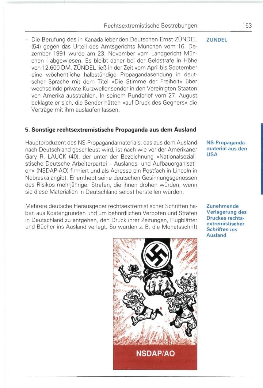 Seite 153 des Verfassungsschutzbericht 1993 Bund