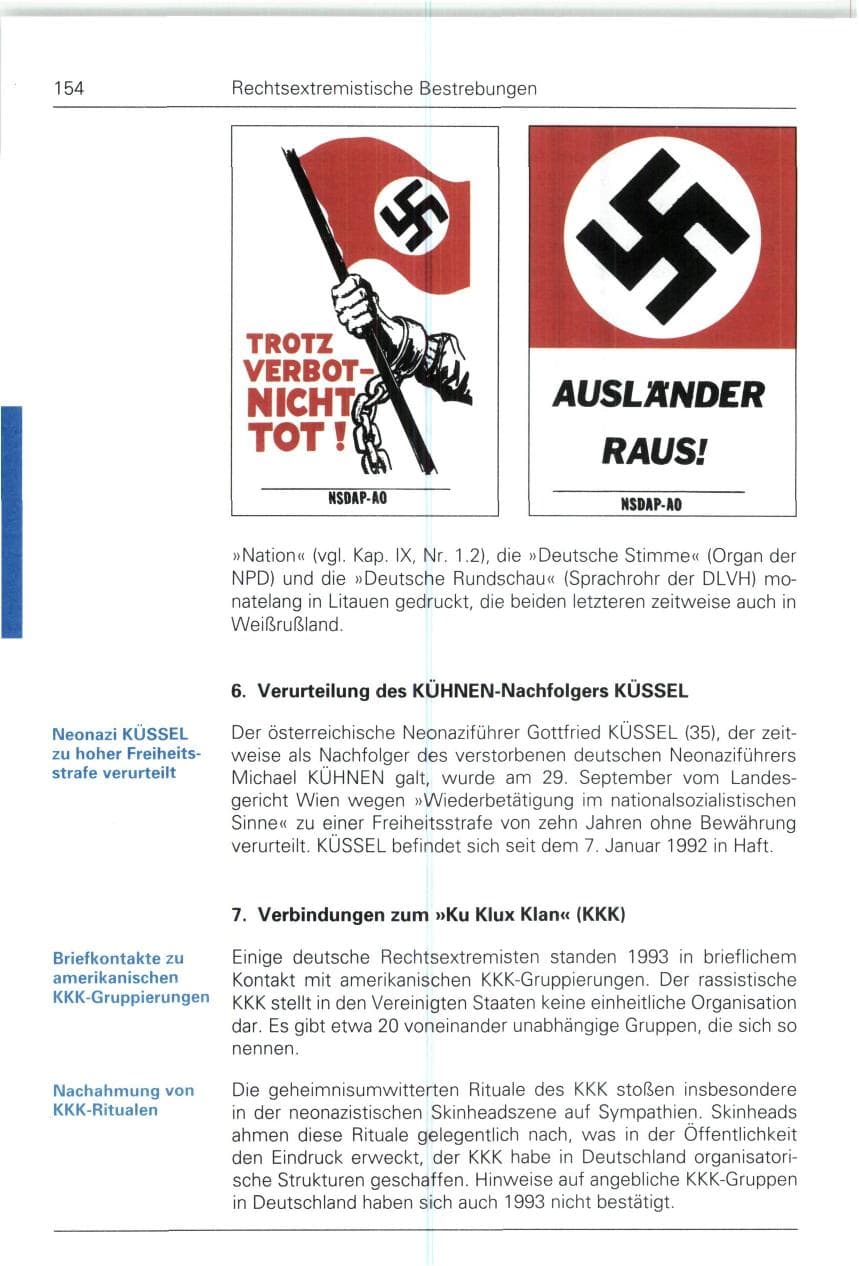 Seite 154 des Verfassungsschutzbericht 1993 Bund