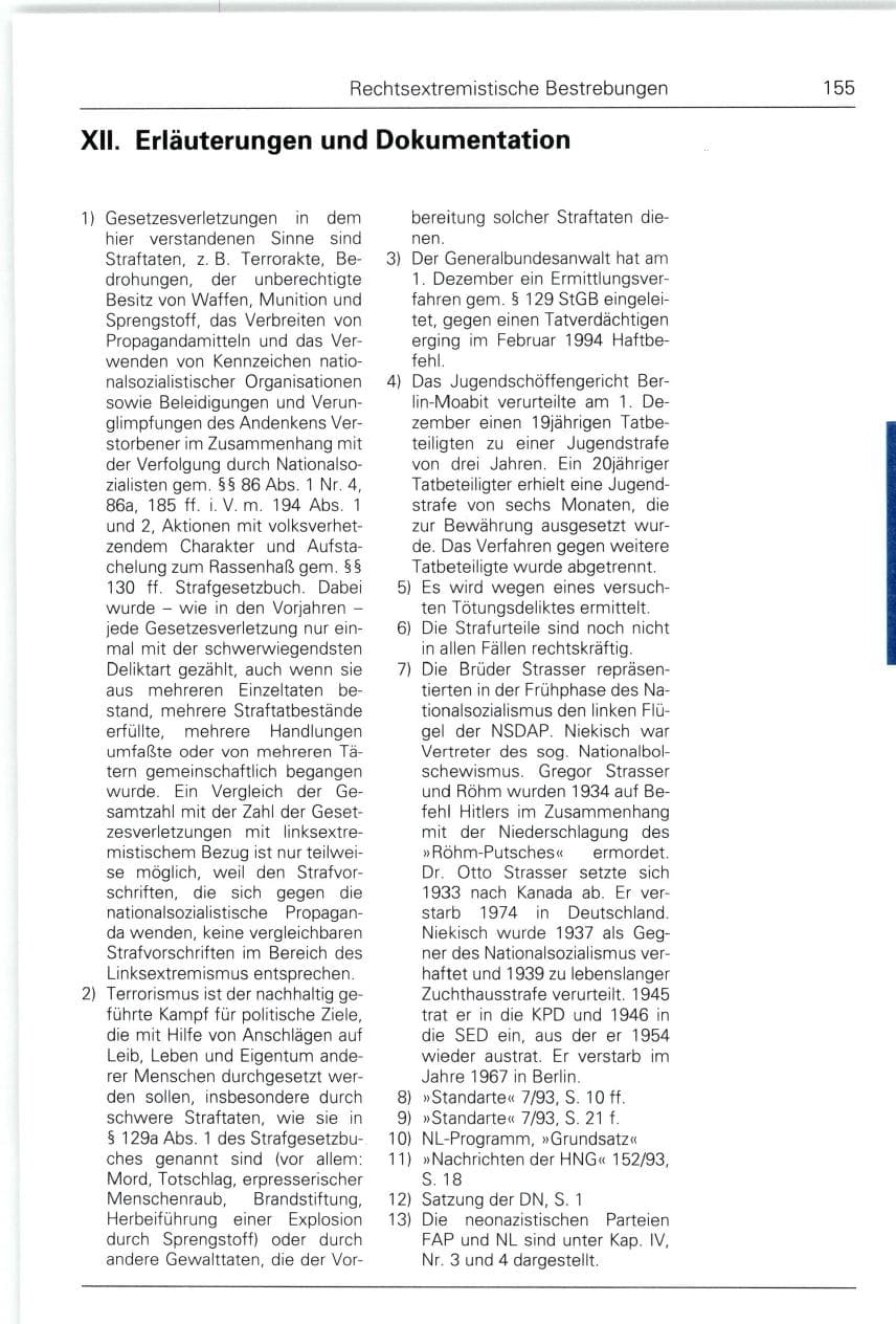 Seite 155 des Verfassungsschutzbericht 1993 Bund