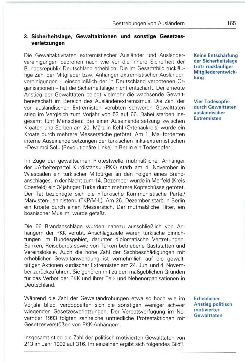 Seite 165 des Verfassungsschutzbericht 1993 Bund