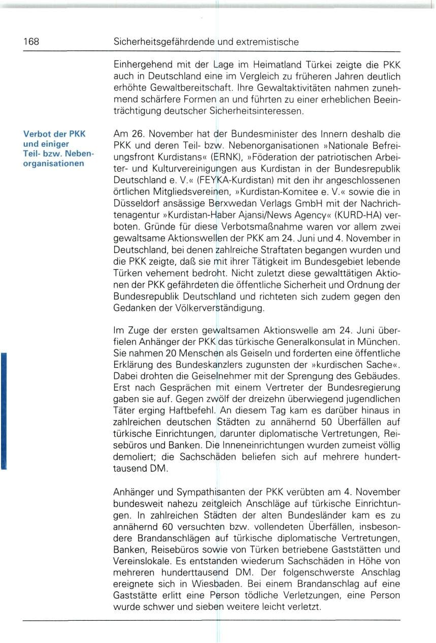 Seite 168 des Verfassungsschutzbericht 1993 Bund
