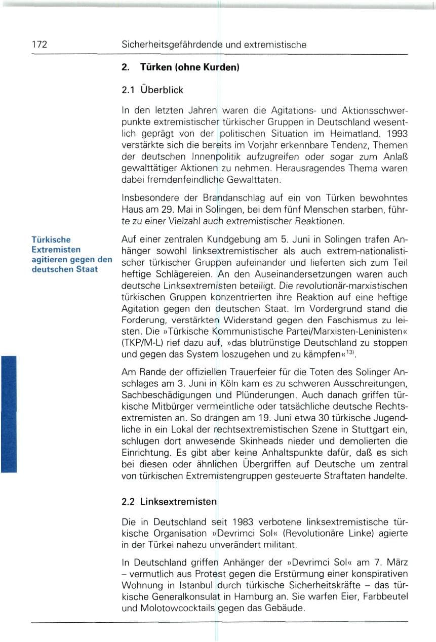Seite 172 des Verfassungsschutzbericht 1993 Bund