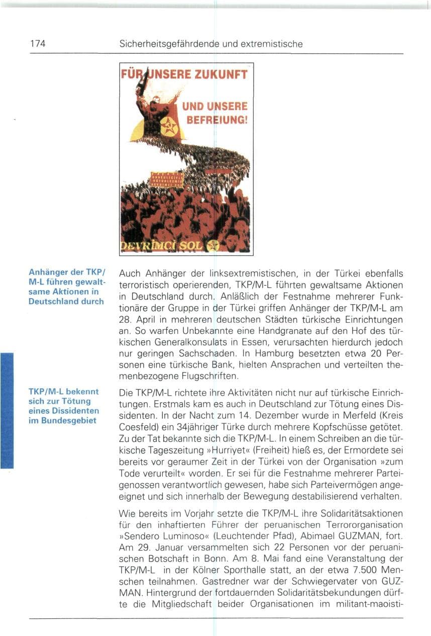 Seite 174 des Verfassungsschutzbericht 1993 Bund