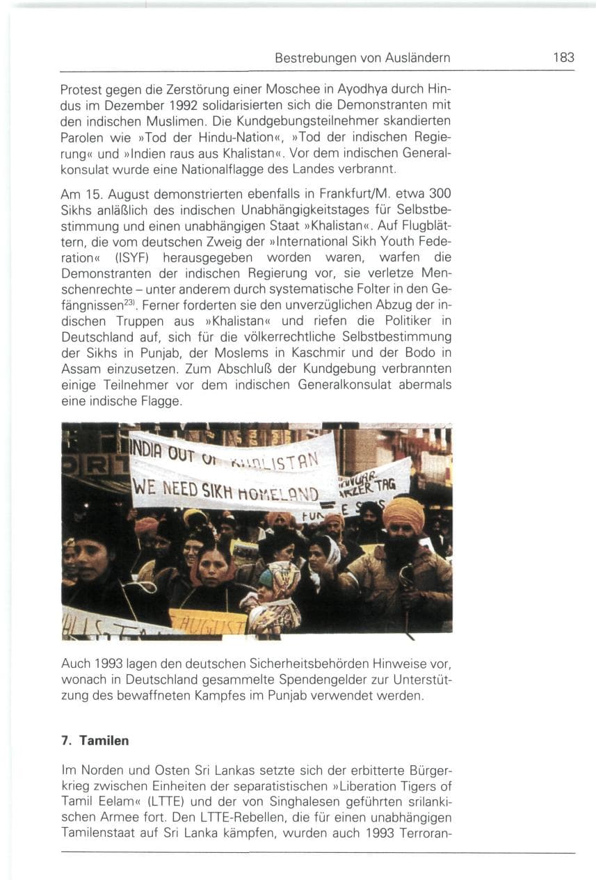 Seite 183 des Verfassungsschutzbericht 1993 Bund