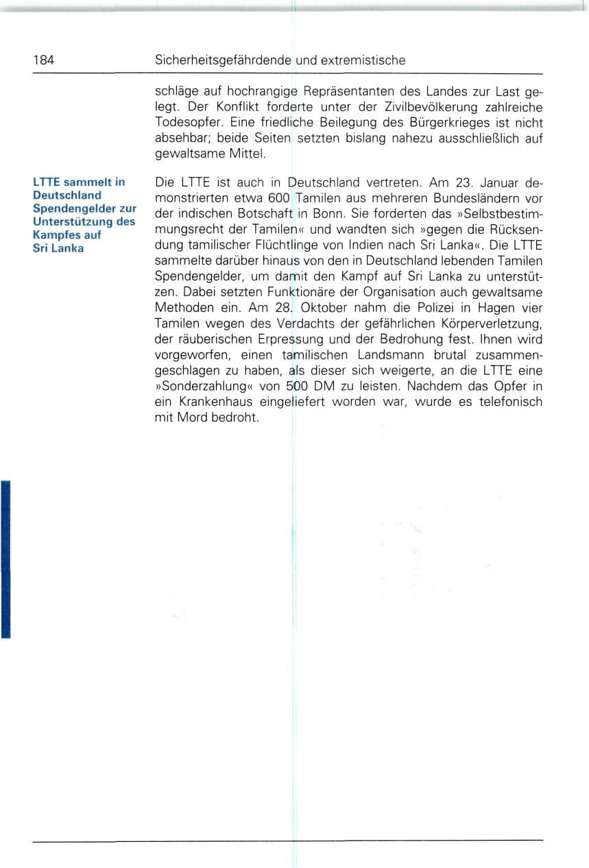 Seite 184 des Verfassungsschutzbericht 1993 Bund
