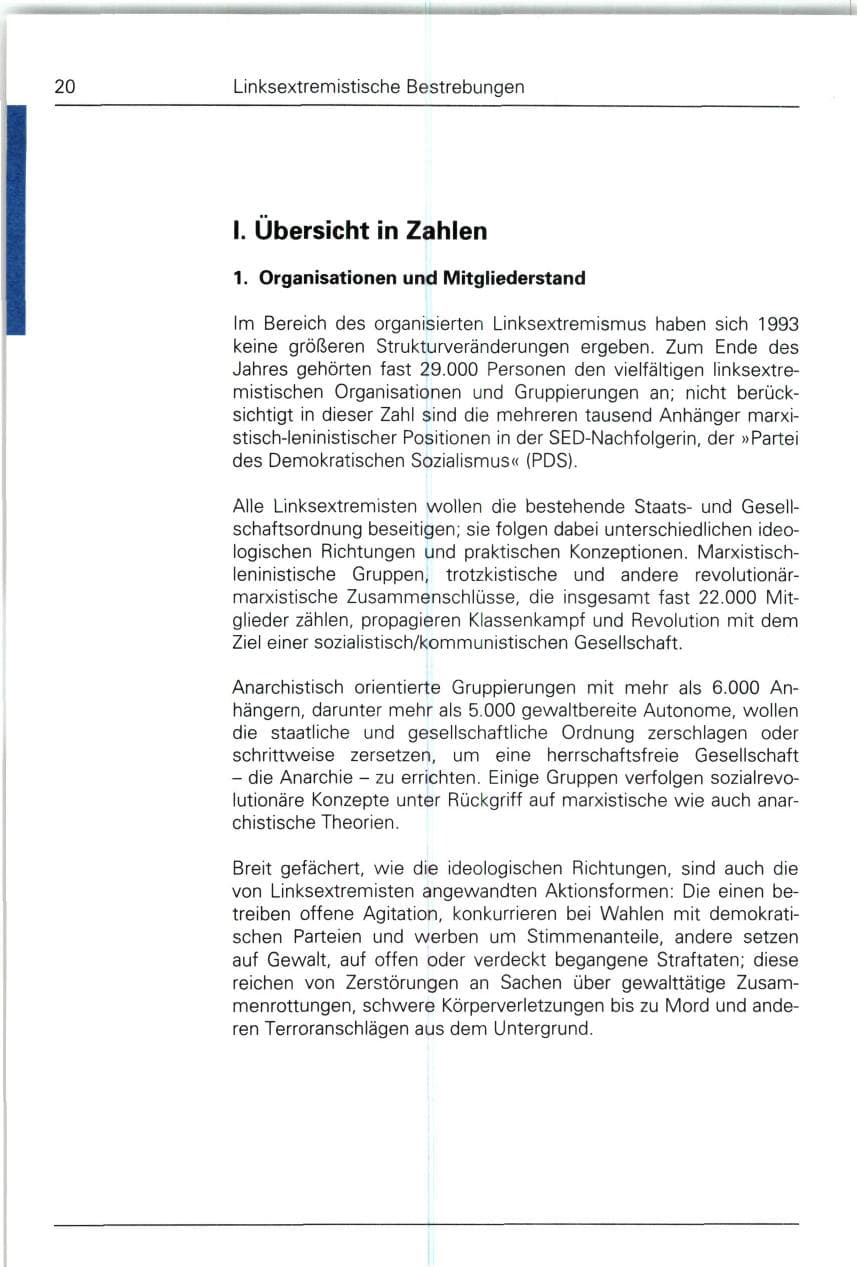 Seite 20 des Verfassungsschutzbericht 1993 Bund