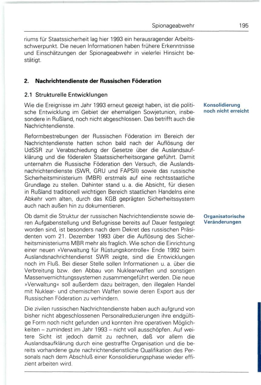 Seite 195 des Verfassungsschutzbericht 1993 Bund
