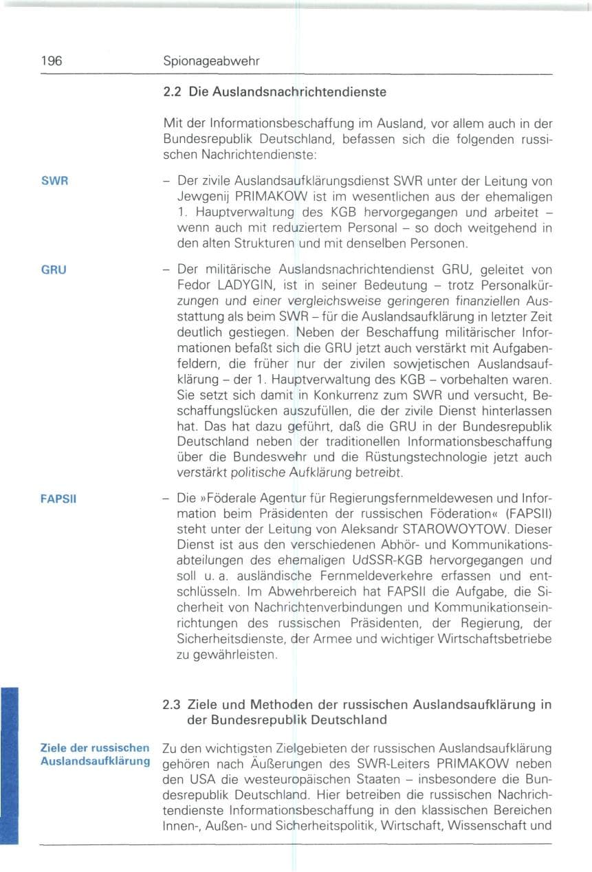 Seite 196 des Verfassungsschutzbericht 1993 Bund