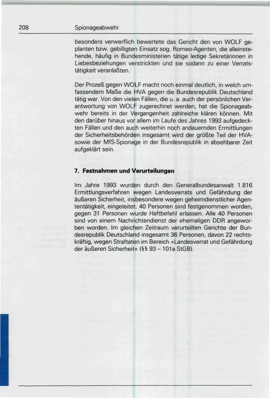 Seite 208 des Verfassungsschutzbericht 1993 Bund