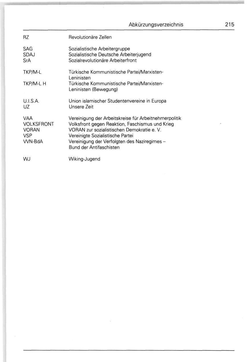 Seite 215 des Verfassungsschutzbericht 1993 Bund