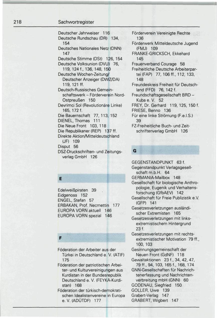 Seite 218 des Verfassungsschutzbericht 1993 Bund