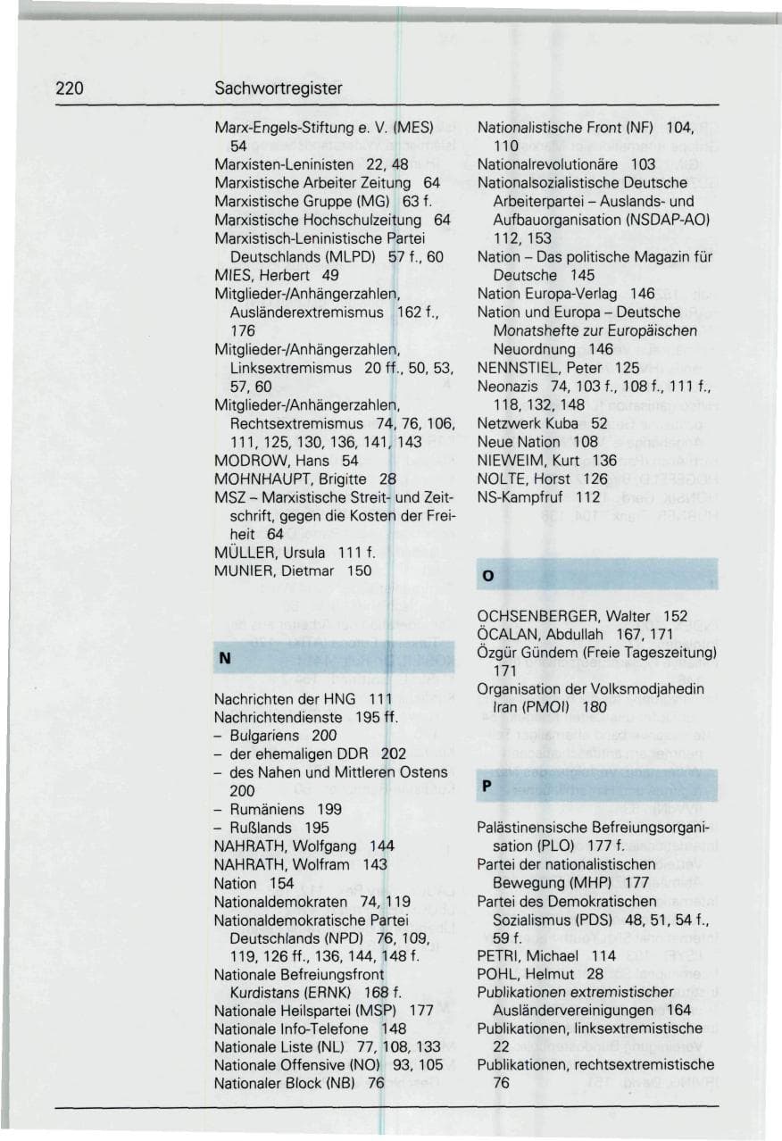Seite 220 des Verfassungsschutzbericht 1993 Bund