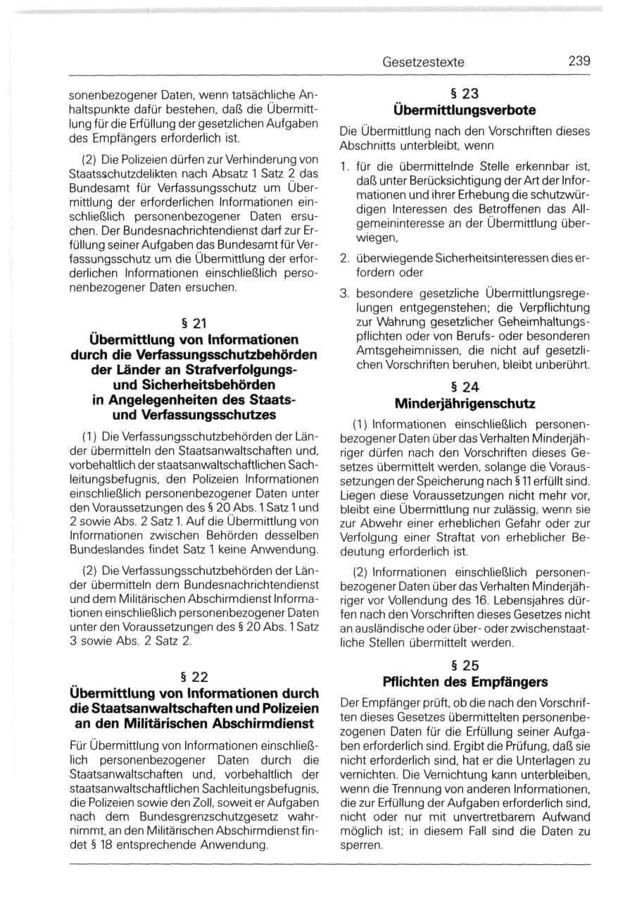Seite 239 des Verfassungsschutzbericht 1993 Bund