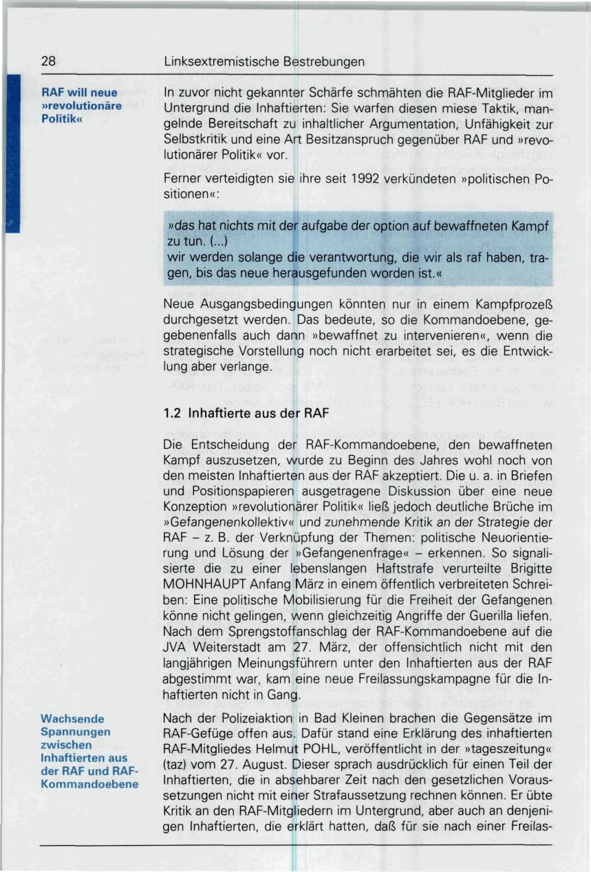 Seite 28 des Verfassungsschutzbericht 1993 Bund