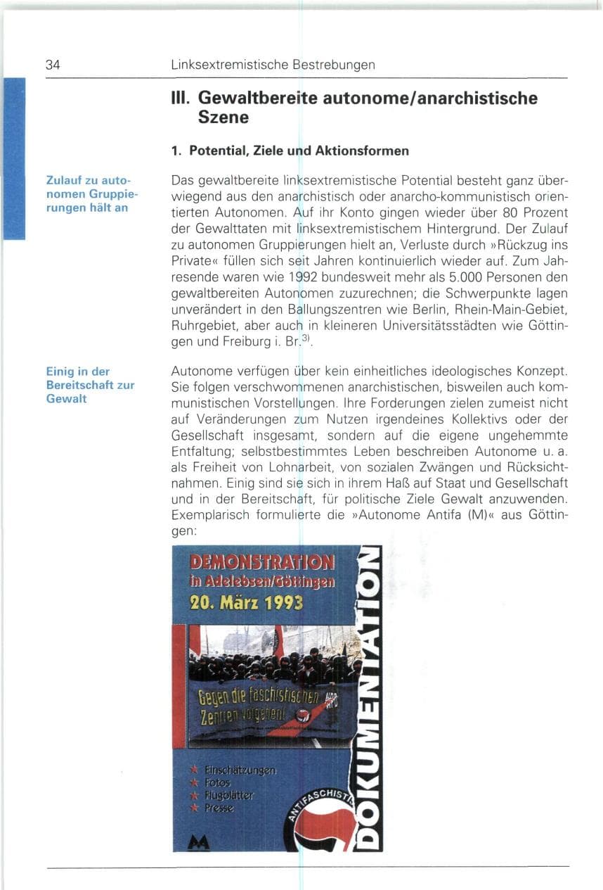 Seite 34 des Verfassungsschutzbericht 1993 Bund