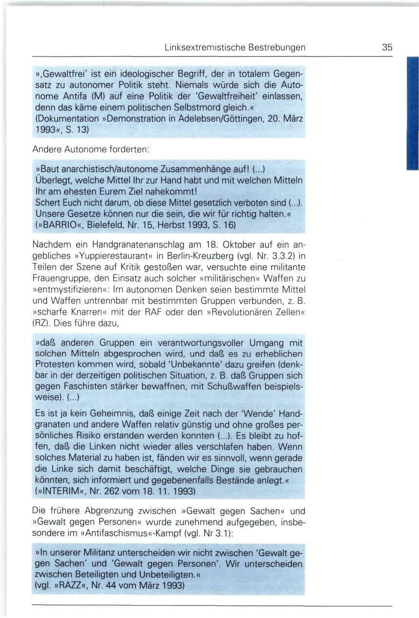 Seite 35 des Verfassungsschutzbericht 1993 Bund