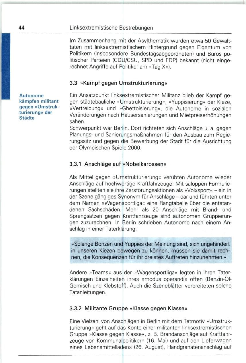 Seite 44 des Verfassungsschutzbericht 1993 Bund