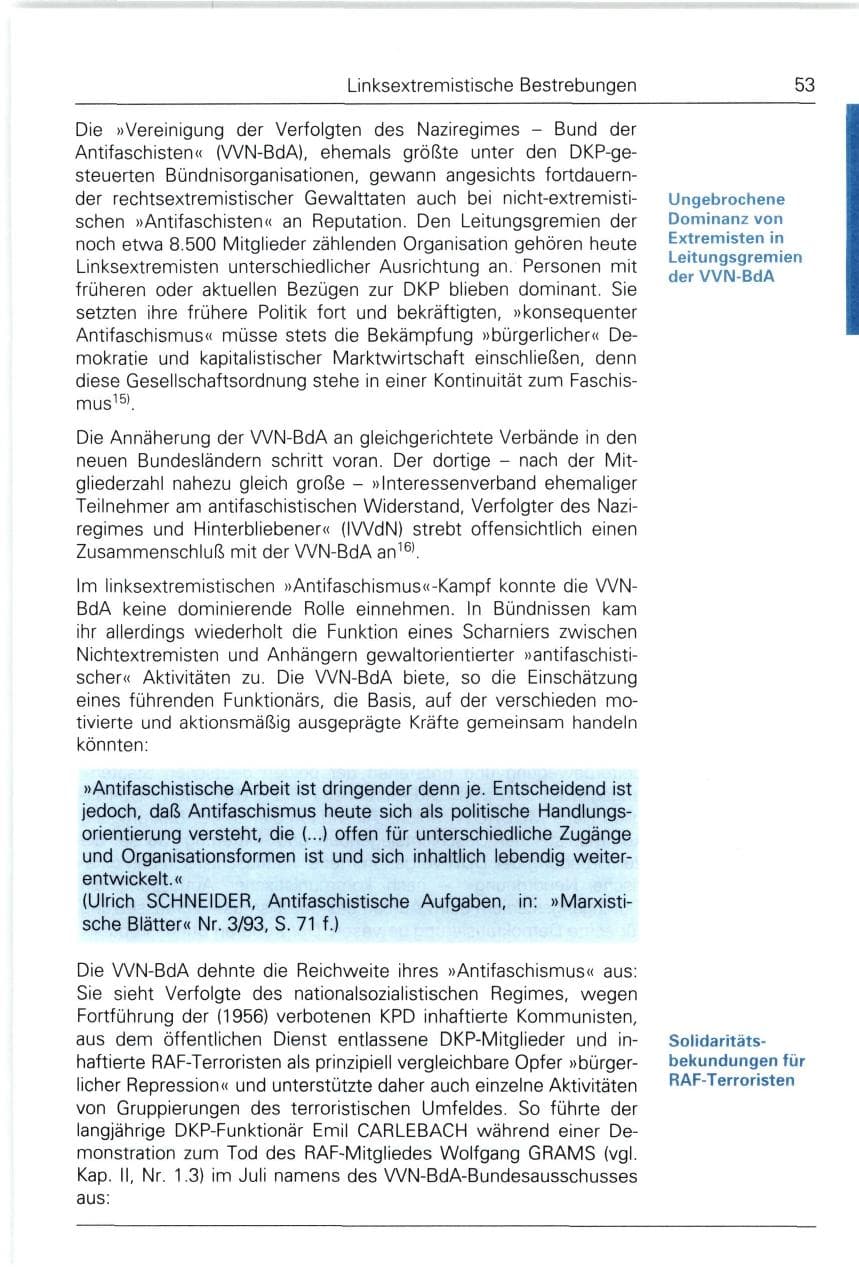 Seite 53 des Verfassungsschutzbericht 1993 Bund