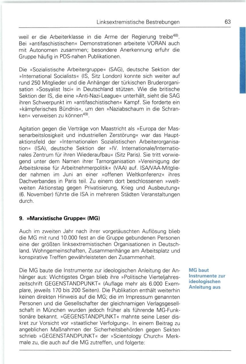 Seite 63 des Verfassungsschutzbericht 1993 Bund