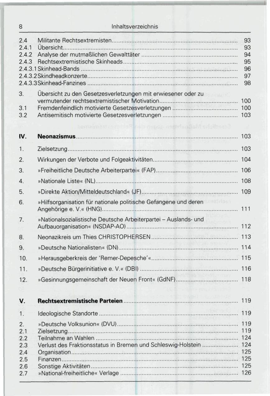 Seite 8 des Verfassungsschutzbericht 1993 Bund