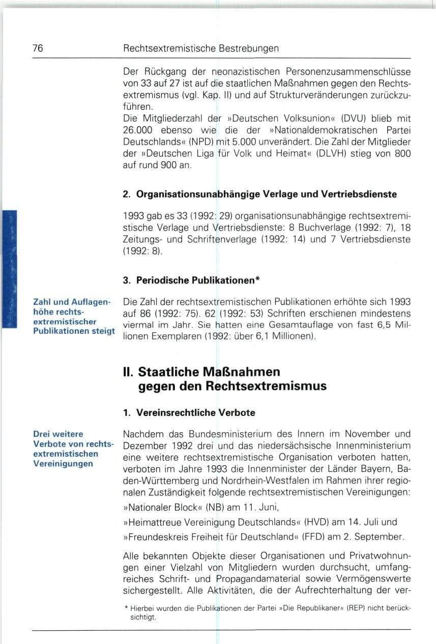 Seite 76 des Verfassungsschutzbericht 1993 Bund