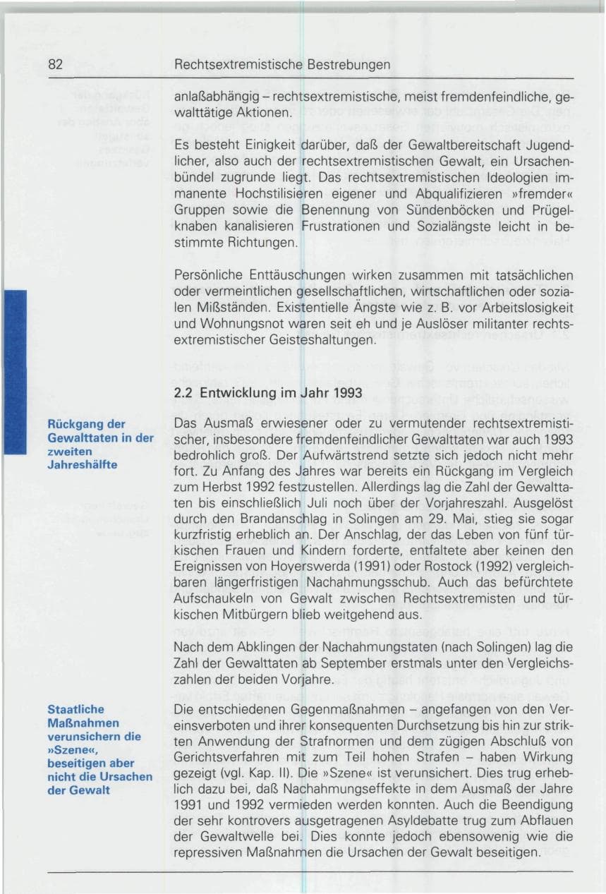 Seite 82 des Verfassungsschutzbericht 1993 Bund