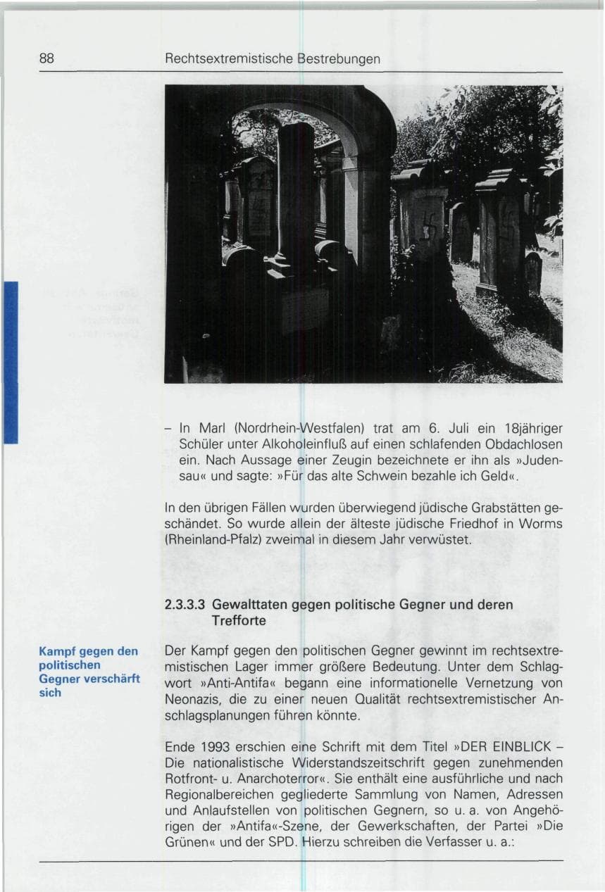 Seite 88 des Verfassungsschutzbericht 1993 Bund