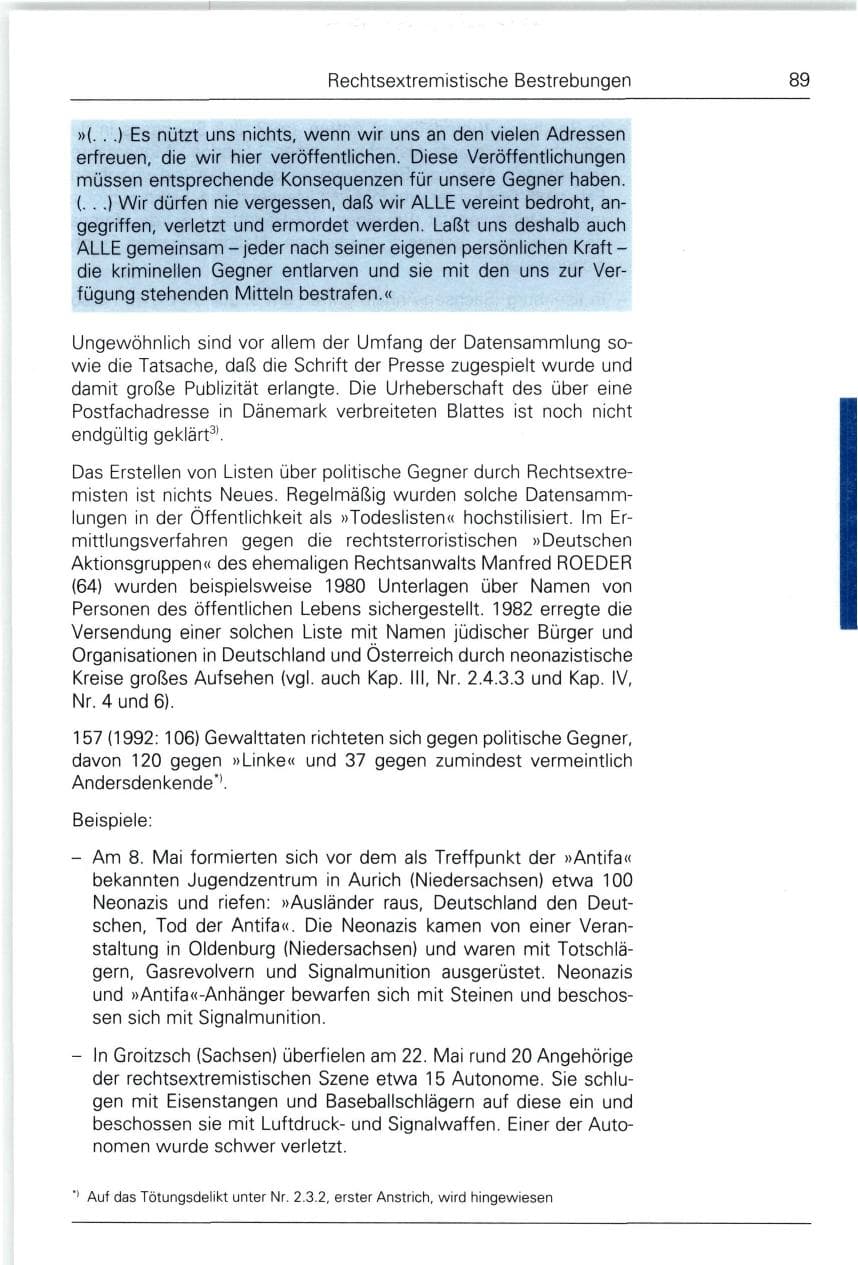 Seite 89 des Verfassungsschutzbericht 1993 Bund