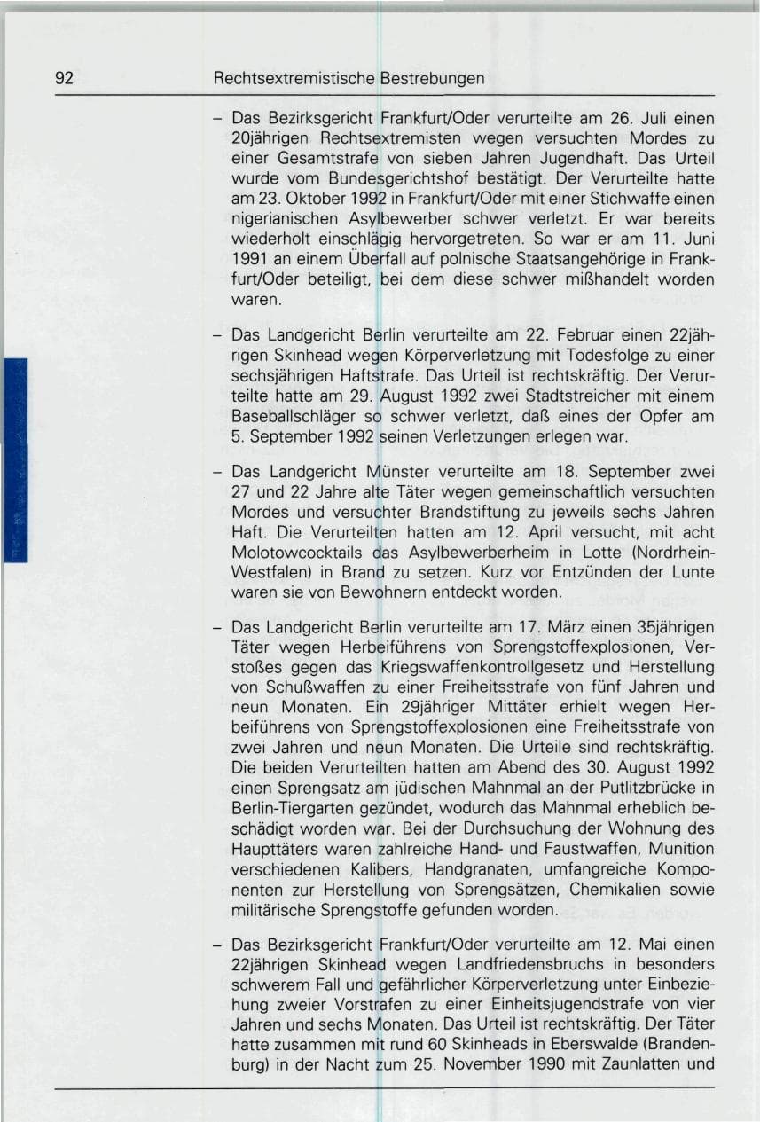 Seite 92 des Verfassungsschutzbericht 1993 Bund