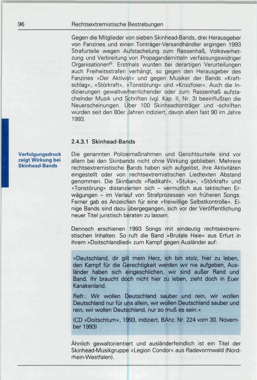 Seite 96 des Verfassungsschutzbericht 1993 Bund