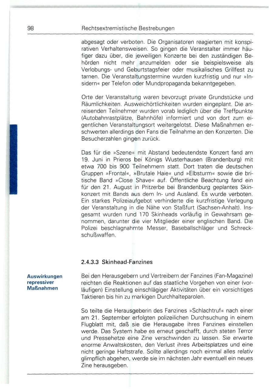 Seite 98 des Verfassungsschutzbericht 1993 Bund